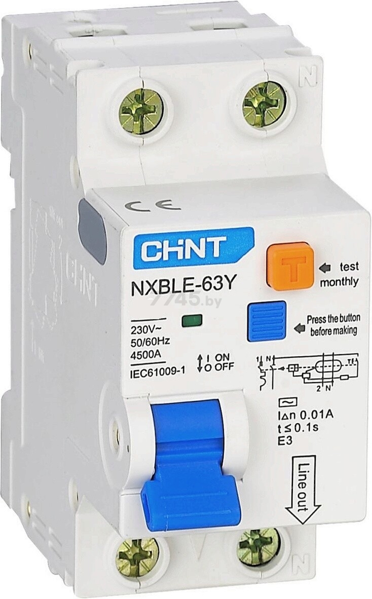 Дифавтомат CHINT NXBLE-63Y 1P+N 16А 30мА тип AС С 4,5кА (105542)